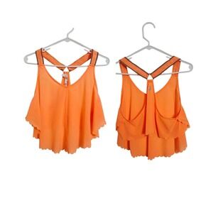 Free People Movement "Pretty Lil Running Top" Small Neon Mango Racerback Reflect